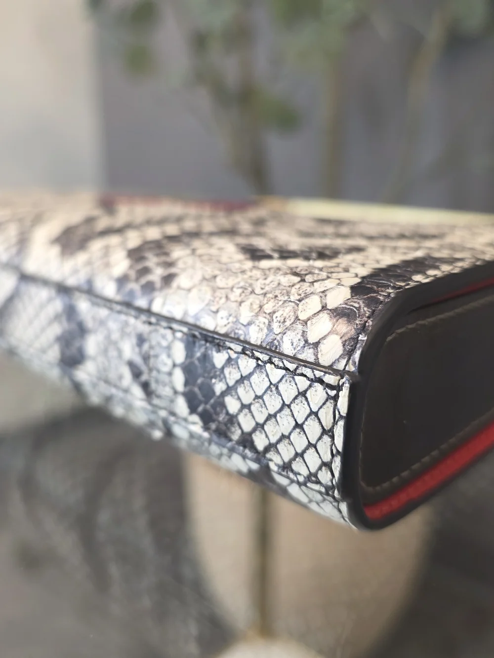 Christian Louboutin White Python-Print Crossbody with Red Cherry Embellishments